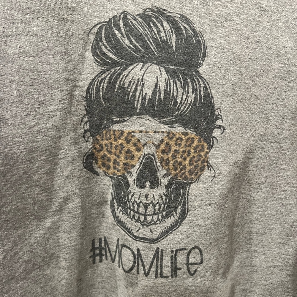 Unk Gray #MomLife Skull Sweatshirt
